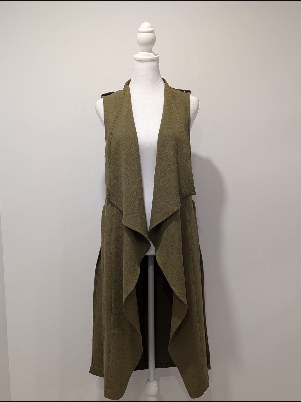 Dynamite Olive Textured Open-Front Vest